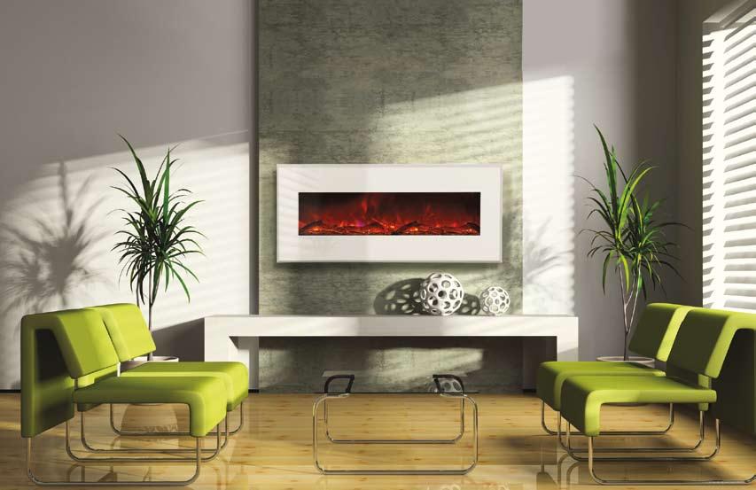 inspire WM-BI-43-5123 Designer Electric Fireplace shown in Gallery White with log set 43 WM-BI