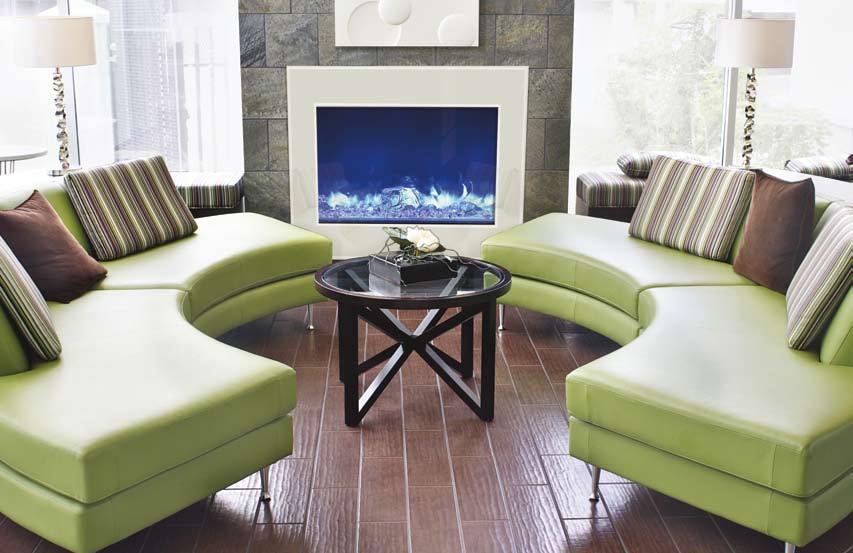 ZECL-39-4134-WHTGLS Electric Fireplace shown with Blue Fire & Ice flame ZECL-39-4134 specifications ZECL-39-4134 This bold unit is both eye catching and practical.
