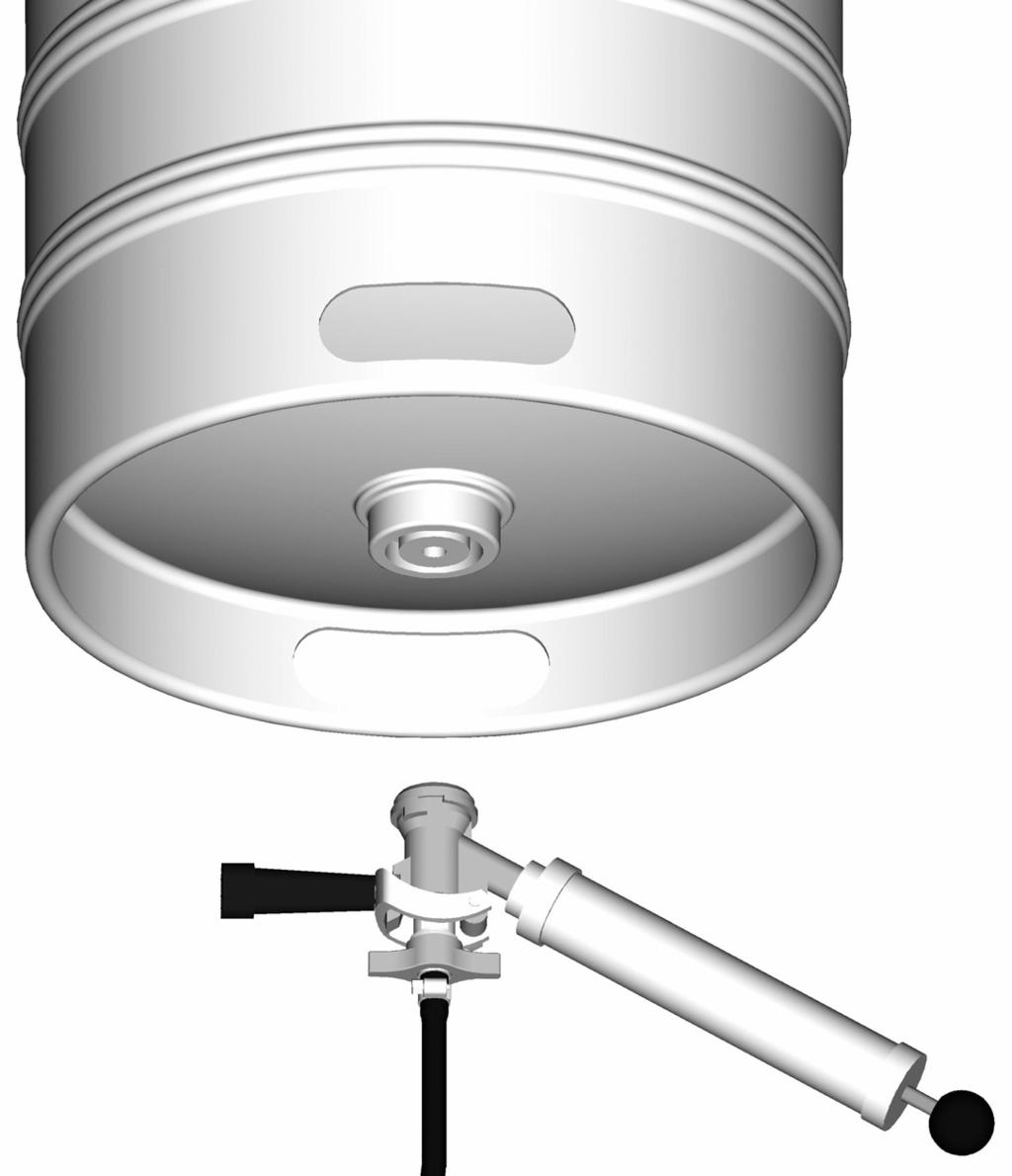 Pull pump lever out and push downward until locked in position. 5. Pull the tap lever to the ON position. 6. If no liquid flows from tap, turn tap lever off and pump the keg to increase pressure.