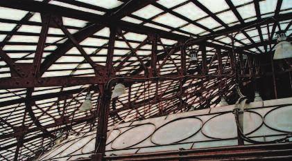 decorative glass ceiling was restored by replacing the damaged
