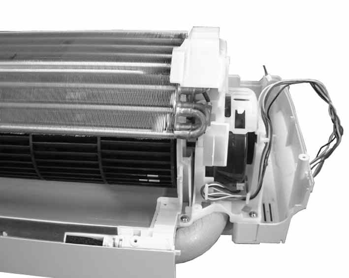 Removing the indoor fan motor and the line flow fan () Remove the front panel. (Refer to.) () Remove the electrical box. (Refer to.) () Pull out the drain hose from the nozzle assembly, remove the nozzle assembly.