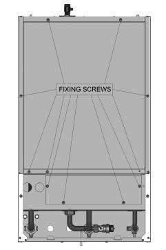 screws) and lift off. b) Lower the controls panel (2 screws). c) Remove the sealed chamber front panel (7 screws).