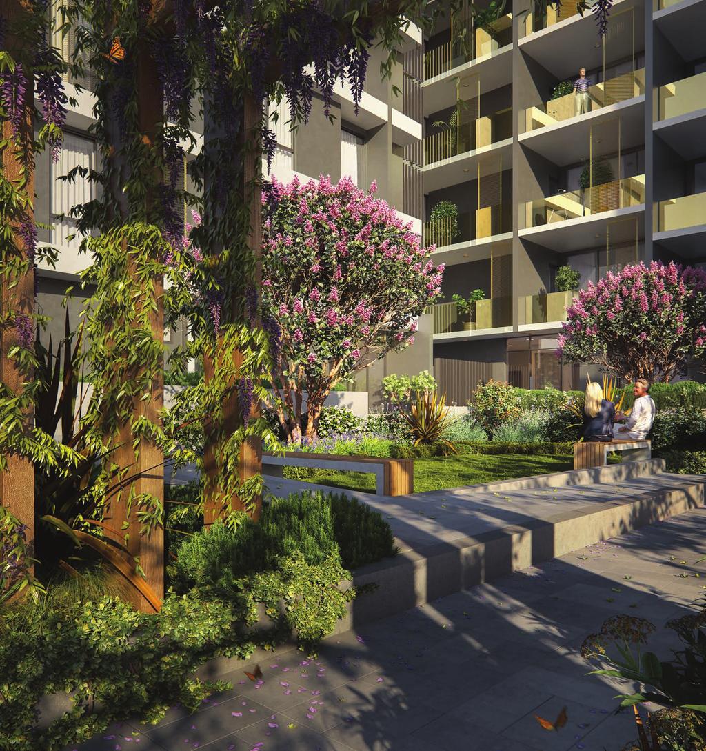 22 23 TRANQUIL COMMUNAL ALFRESCO SPACES. Serene garden terraces create a sublime environment for outdoor relaxation and entertainment.