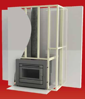 minimum hearth depth of 300 can be achieved by raising the woodheater.