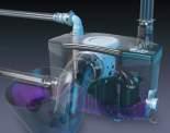 Operating Principle of the Saniflo System 1 The toilet is flushed, the water level rises and the Saniflo grinder motor