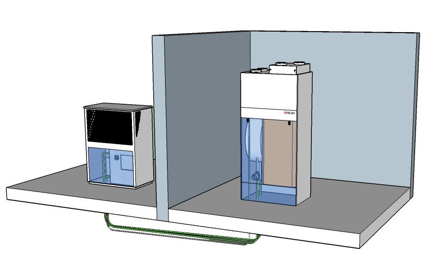 INSTALLATION COMPACT P AIR BY NILAN Inside unit Outside unit Connection Simple installation AIR 9 is an outdoor air heat pump that is connected to the Compact P interior section via hydraulic tubes