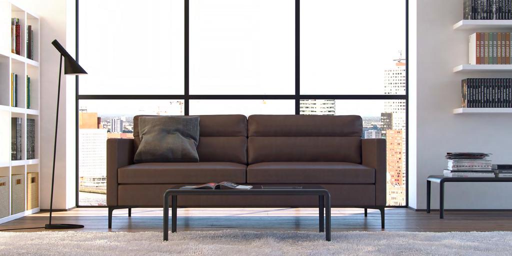 $3160 $1498 Brown Leather Contemporary Sofa, Featuring Sleek Lines