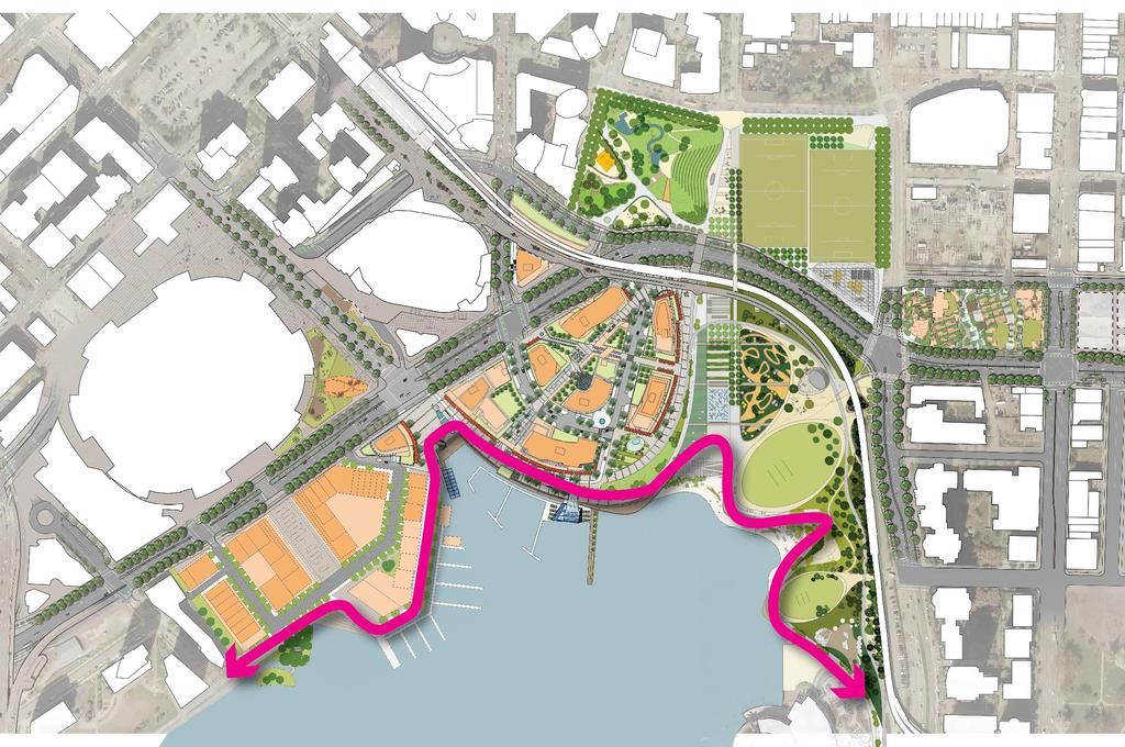 Sea level rise and flood protection The Ribbon Flexible and resilient Connected to