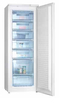 Domestic upright freezer with internal storage bins BSD-F238WH 238 Litre upright freezer with manual defrost.