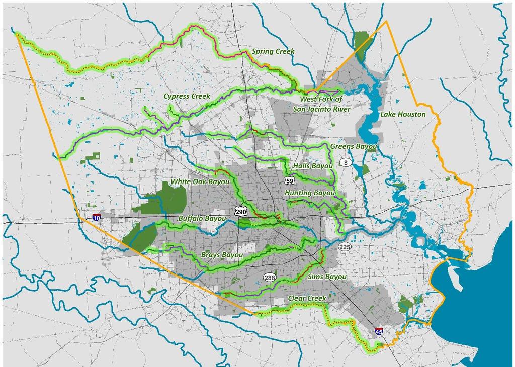 Bayou Greenways Scope and Cost (2012) Harris County: Houston Bayou Greenways 2020: 4,000 new acres