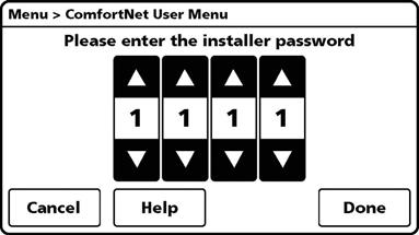 3. Enter Installer password.