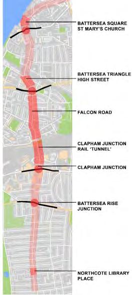 THE KEY PROPOSALS AT SPECIFIC LOCATIONS CONNECT ST. MARY S CHURCH Widen the pavement on Battersea Church Road to create a proper link from St Mary s Church to Battersea Square.
