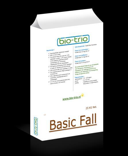 Basic Fall Product description Basic Fall is a low-odour, dust-free organic mineral compound fertilizer with magnesium NPK 5-5-20(+3).