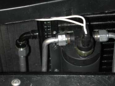Locate the Top Left condenser mounting bracket, Receiver / Drier, Drier Mounting Bracket, #8 discharge Aluminum Liquid tube, #6