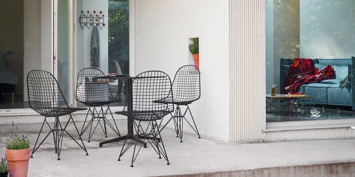 Outdoor Outdoor The Wire Chair model versions DKR and DKX, featuring designs with a powder-coated fi nish and no seat