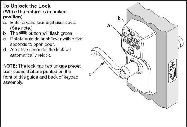 Key Override NOTE: Key does not retract latch.