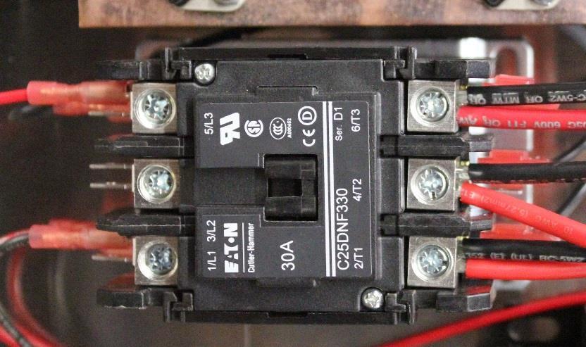 Magnetic Contactor: Disconnect power. Remove cover. Mark the wires going to the magnetic contactor so they can be re-connected in the same places upon replacement.