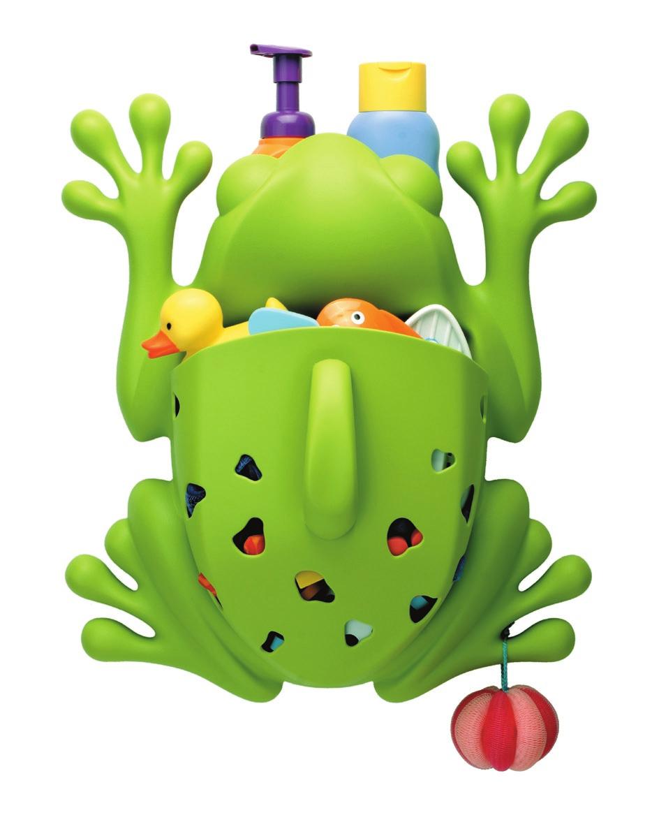 Frog Pod Bath Toy Scoop, Drain, and Storage The Frog Pod helps with children s bath time clean-up, providing a drainable scoop for collecting and rinsing toys and a wall-mounted