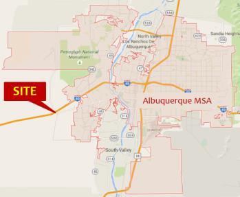 26 Acres Features: Excellent Freeway Visibility Access to Freeway On/Off Ramp County C-1 Zoning Located in the Rapidly Developing West Side of Albuquerque Hard Corner