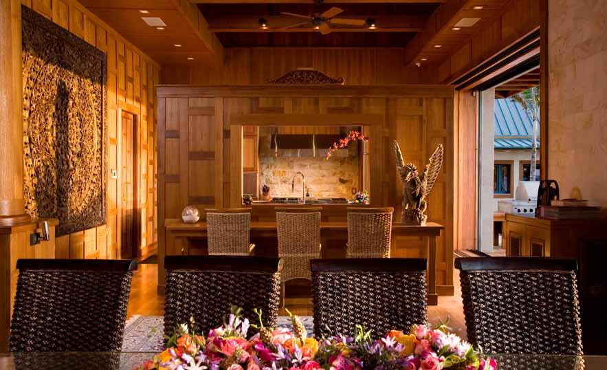 Imported Burmese teak covers the floors, walls and ceilings are made with Balinese