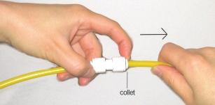 1B Important! Use plastic sleeve and inserts on the plastic tubing we provide. Do Not use metal sleeve or insert on plastic tubing or the connection will leak! How to connect: - See Fig.1B. Slide the compression nut onto the tubing.