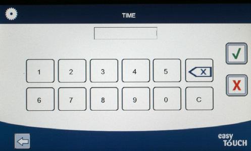 15. Using the key pad, enter the time in hours. 16. Press the minute s box. 17.