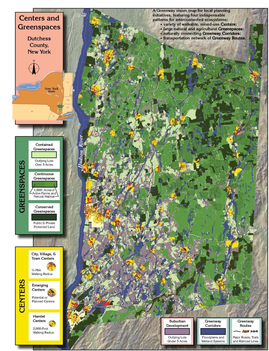 Centers and Greenspaces Countywide Map The Centers and Greenspaces Map is designed as a Greenway vision map to be used for larger scale studies across multiple municipalities and so that local plans