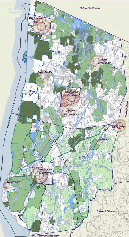 The map stresses regional interdependence and the area s primary connectors, including transportation corridors that link together settlement centers, the Hudson River and other waterways, and the