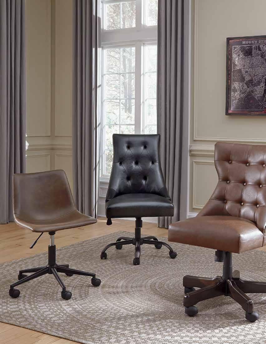 OFFICE CHAIR PROGRAM Working an ultra-cool sense of style just got a whole lot easier thanks to these swivel home office desk chairs.