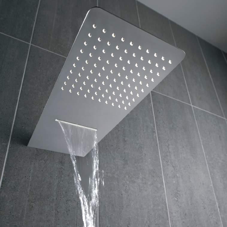 FIXED SHOWER HEADS A collection of large and small round, square, oval and rectangular fixed shower heads
