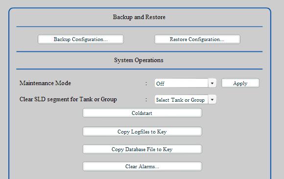 Page 121 of 145 Backup and Restore of Configuration & Backup Database Through the user interface, users have the ability to backup the configuration and the database.