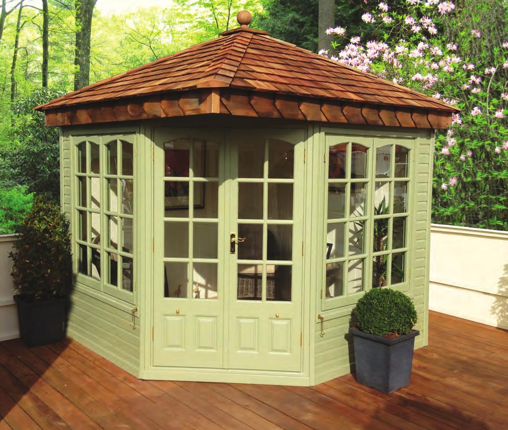 the Clifton 8 x 8 Clifton with Georgian windows and doors This attractive corner garden room which has been especially designed to fit into that quiet, peaceful and sunny corner in your garden made
