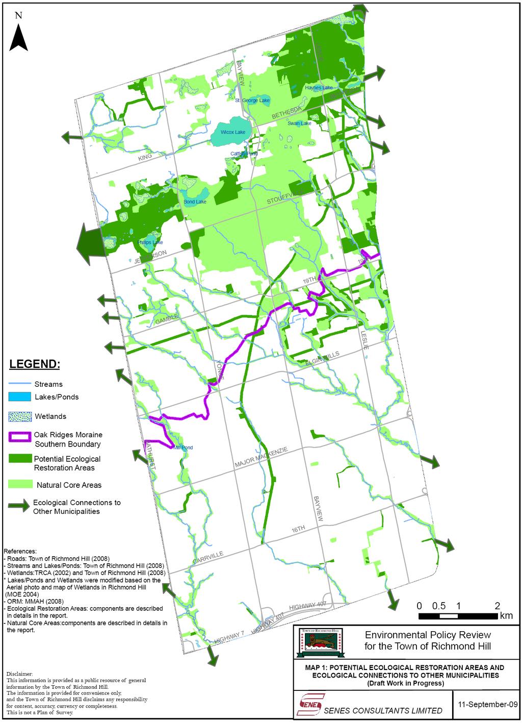 MAP 1 POTENTIAL ECOLOGICAL RESTORATION AREAS AND ECOLOGICAL CONNECTIONS