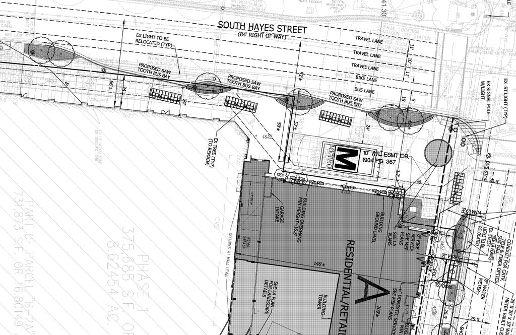 This area is proposed to be reconstructed with three (3) new saw-tooth bus bays, along with improvements to the Metro plaza.