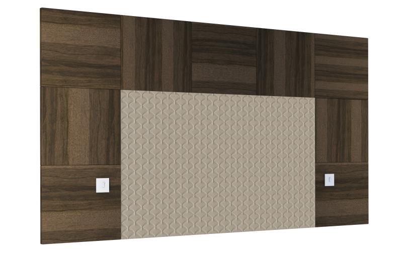 Headboards The chequer board-effect walnut veneer surrounds comfortable, lightly-padded upholstered panels (supplied in a