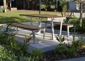 These benches are constructed with stainless steel fixings, mill finished aluminium cast frames and treated hardwood