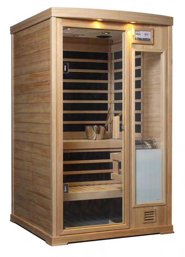HALLMARK INFRASAUNA IS44 FOR LIMITED SPACE OR FOR THOSE WHO SAUNA BATHE ALONE For those who sauna bathe alone, or with one other or for those who have limited space, the