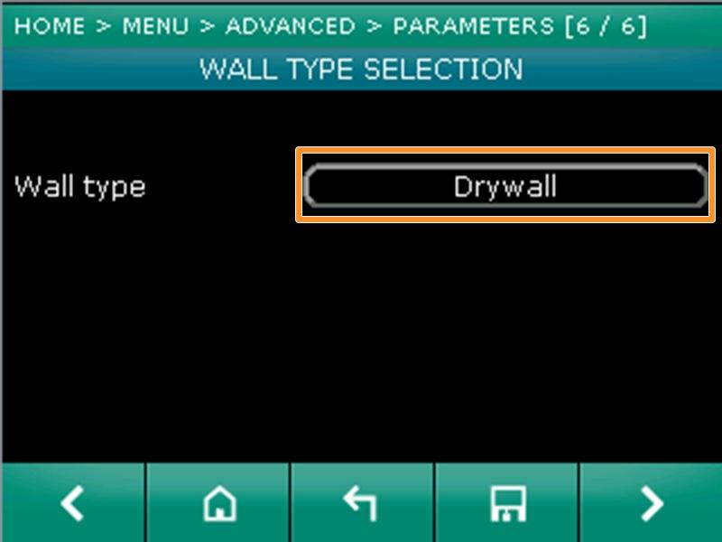 Step 10 Parameters 06 setting Wall type: choose between type of wall where