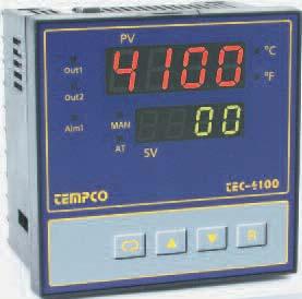 Model TEC-4100 1/4 DIN Model TEC-4100 1/4 DIN Temperature Controller Ordering Code: Power Input BOX 1 4 = 90-250 VAC 5 = 11-26 VAC / VDC TEC-4100- Configurable for 4 Programmable Outputs and NEMA