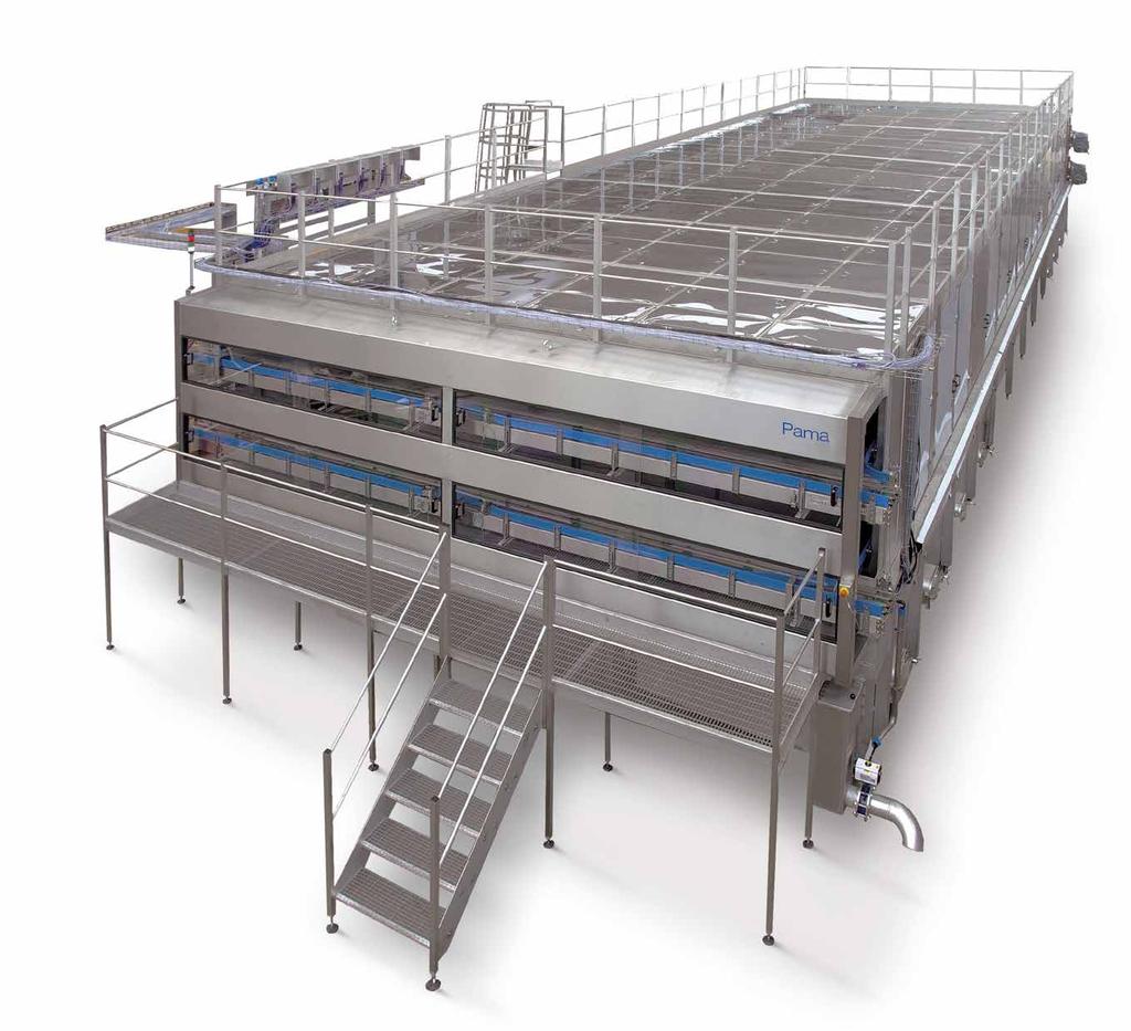 The conveyor may be supplied or in polypropylene for both glass and cans, or in stainless steel solely for glass and for extremely heavy duty operating conditions.