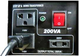 Plug the power cord into one of the outlets labeled 110V on the transformer. 3.