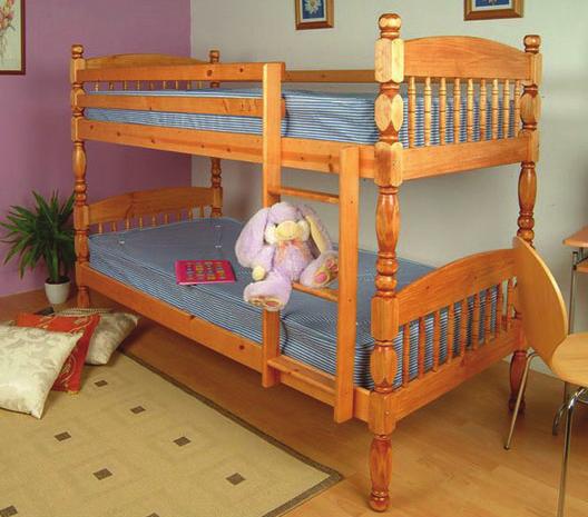 00 * Mattress not included 10 Pine Bunk Bed 3ft solid pine bunk bed with turned spindle on head