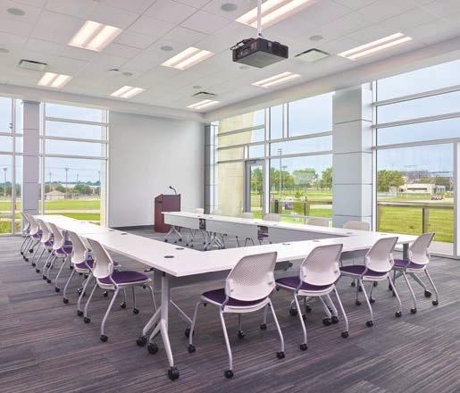 Products shown: All-Around tables, Involve, Scooch, and Take-5 seating, and Hedge