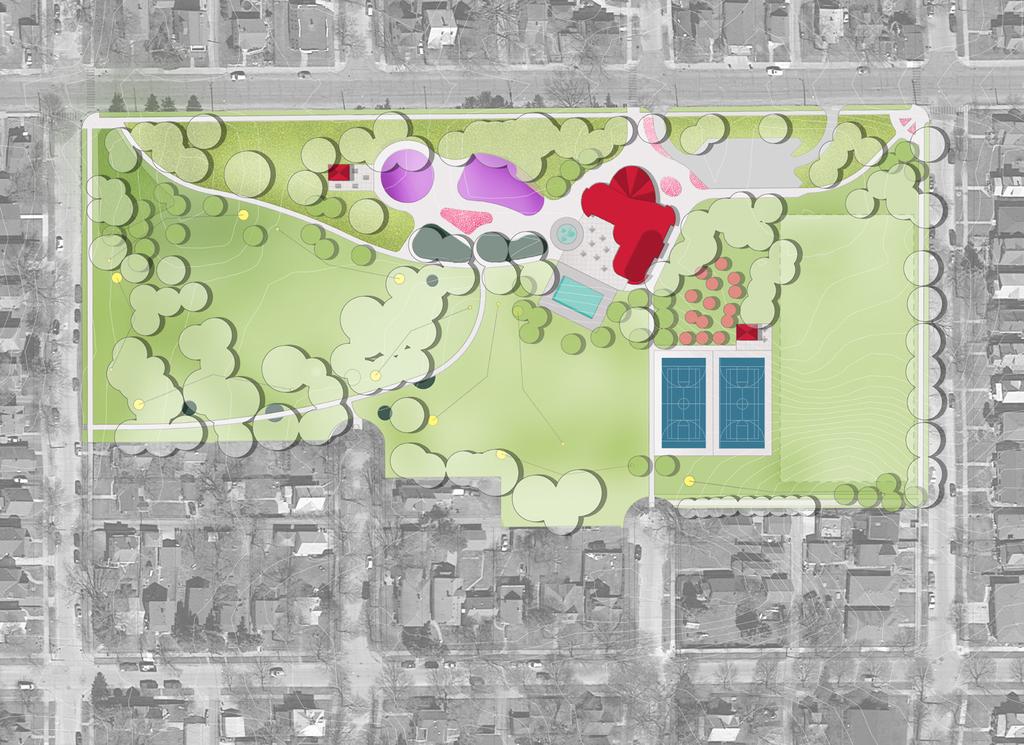 29TH AVE NE DOG PARK IMPROVED CROSSINGS NATURAL AREA: PRAIRIE IMPROVED PARK ENTRANCES PICNIC PAVILION AND PLAZA FILLMORE ST NE LINCOLN ST NE UNIVERSAL ACCESSIBLE PLAYGROUND NATURAL AREA: FLOWER