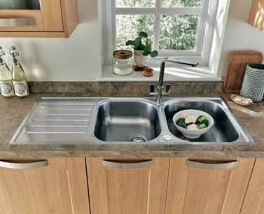Stainless Steel Lamona Hayeswater double bowl sink Stainless Steel SNK5405 - Reversible - Overall sink dimensions: L1160mm x W500mm - Main bowl
