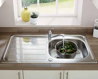600 23L Main bowl One tap hole Lamona Drayton single bowl sink Stainless Steel UK SNK5172 - Reversible - Overall sink dimensions: L950mm x