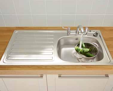 500 23L Main bowl One tap hole Lamona single bowl sink Stainless Steel (LH drainer) Stainless Steel (RH drainer) SNK0410 SNK0400 - LH/RH drainer