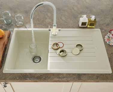 Composite Lamona Cream granite composite single bowl sink Composite SNK2107 - Reversible - Overall sink dimensions: L860mm x W500mm -