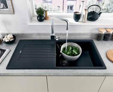 600 Compatible with waste disposal unit Main bowl One tap hole Lamona Black granite composite single bowl sink Composite SNK2115 - Reversible - Overall sink dimensions: