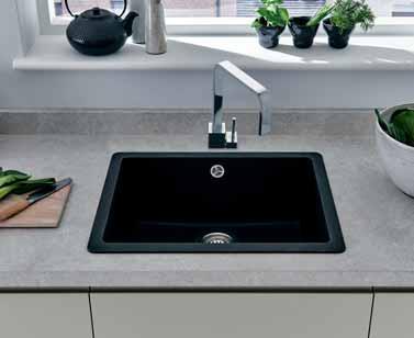 600 Compatible with waste disposal unit Main bowl Seperate tap holes Lamona Black granite composite inset/undermount single bowl sink Composite SNK2121* - Overall sink dimensions: L550mm x W430mm -